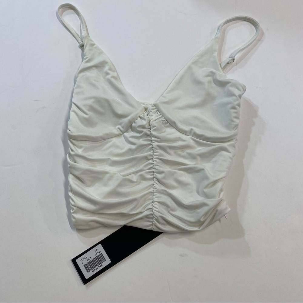 Elegant White Ruched Tank Top